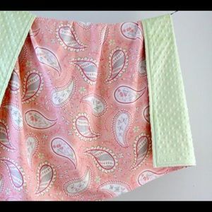 Large Baby/Toddler Blanket, Pink Butterfly Paisley
